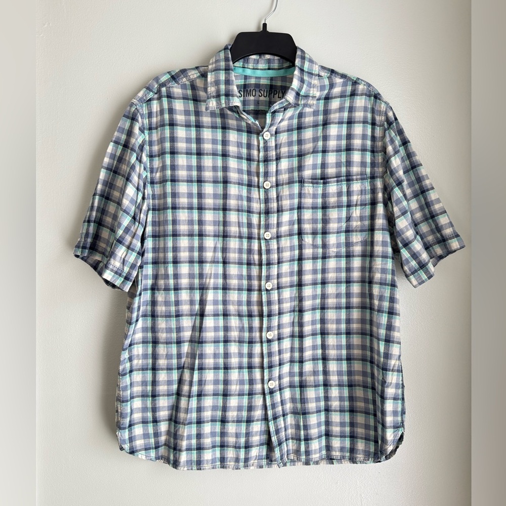 Mossimo Supply Co. Blue and Green Plaid Shirt